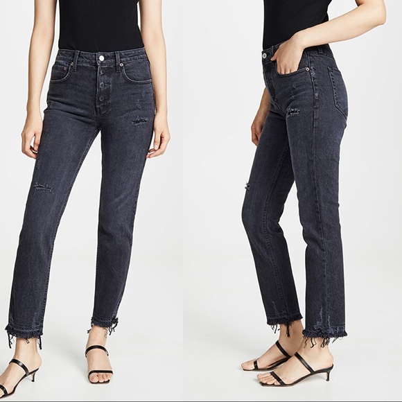 Trave Denim - Trave Black Constance High Waist Raw Hem Jeans